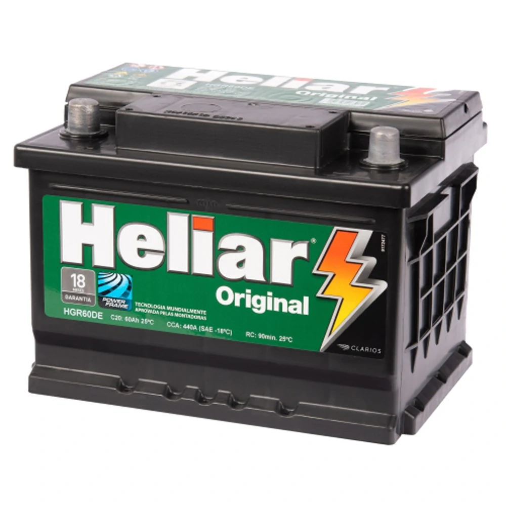Bateria 60Ah Polo Lado Esquerdo - HELIAR HGR60DE