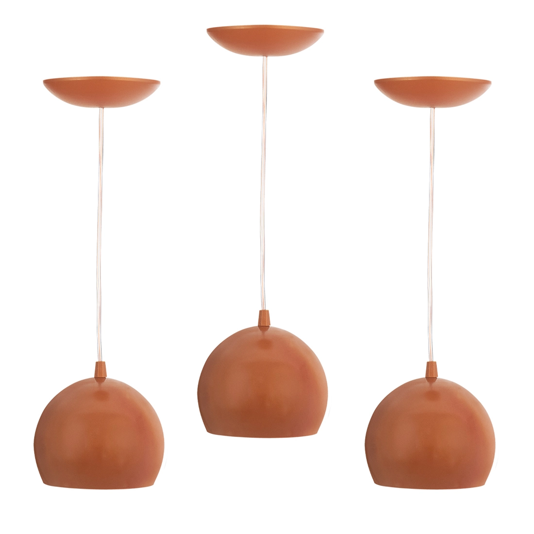 Kit 3 Pendente Lowcost Bola Pequena Alumínio 15cm Cobre