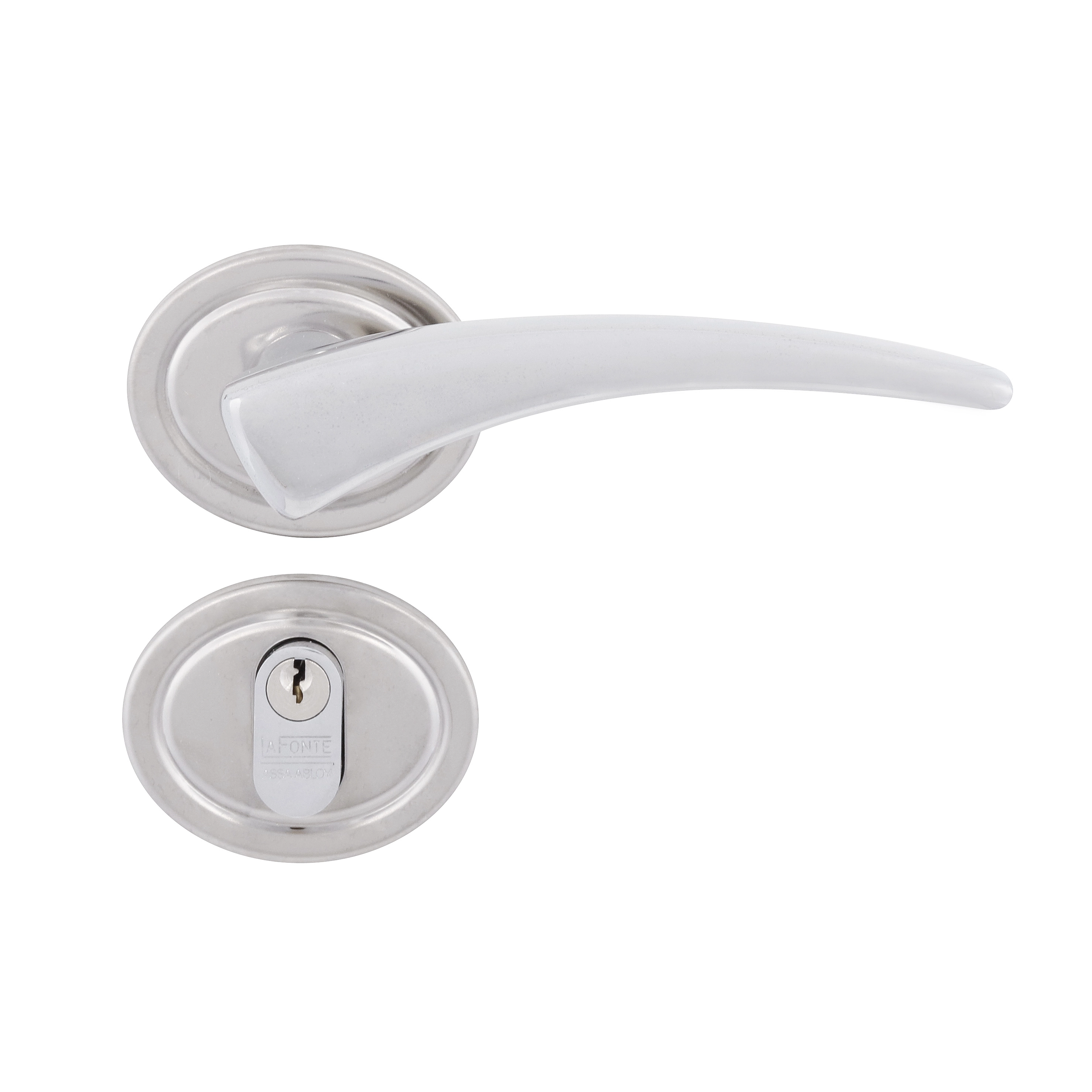 Fechadura para Porta de Entrada Cromado 55mm Comum com Roseta 401 La Fonte
