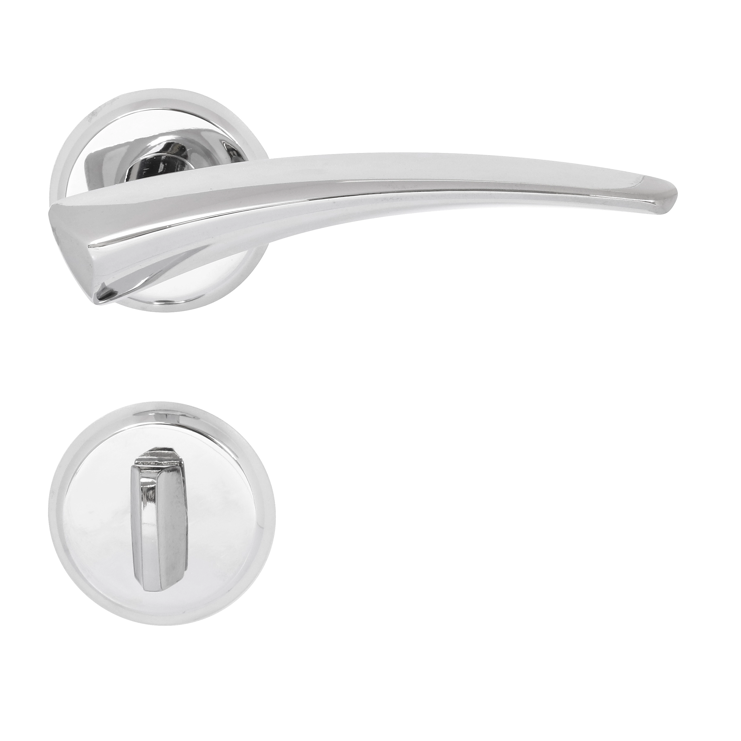 Fechadura para Porta de Banheiro Cromado 55mm Comum com Roseta 407 La Fonte