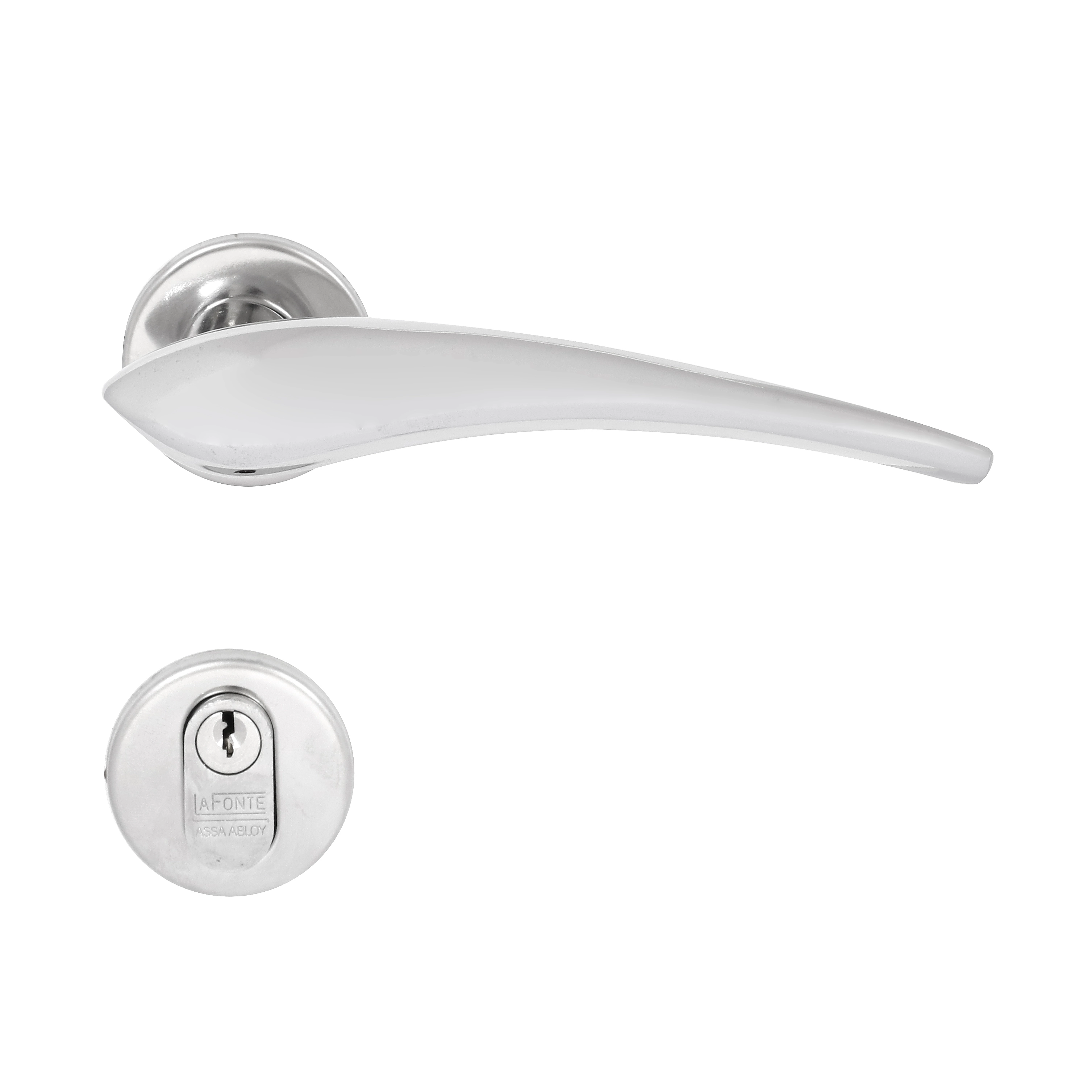 Fechadura para Porta de Entrada Cromado 55mm Comum com Roseta 6244 La Fonte