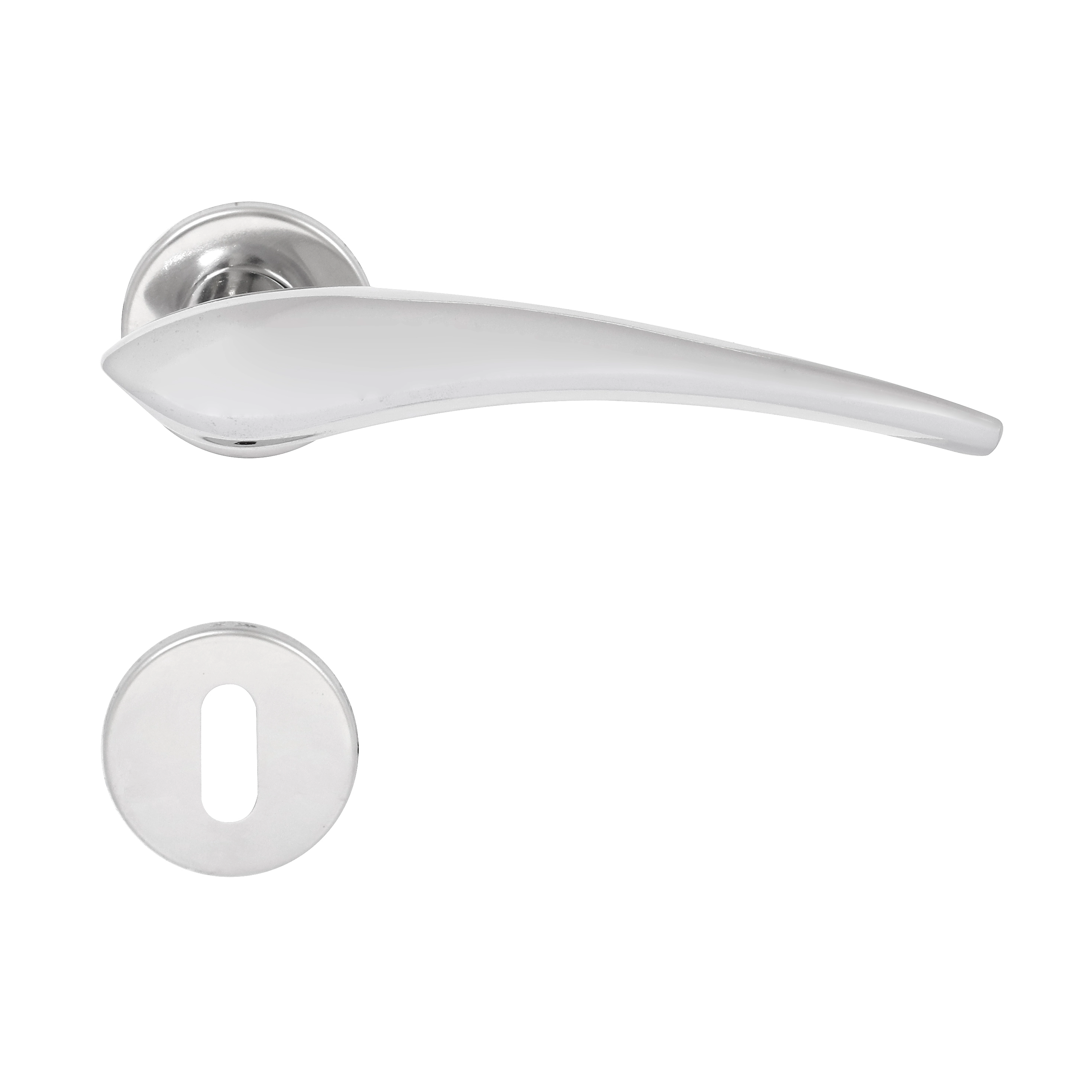 Fechadura para Porta Interna Cromado 55mm Comum com Roseta 6244 La Fonte
