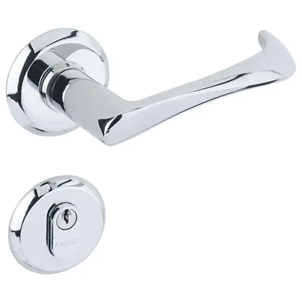 Fechadura para Porta de Entrada Cromado 55mm Comum com Roseta 901 La Fonte