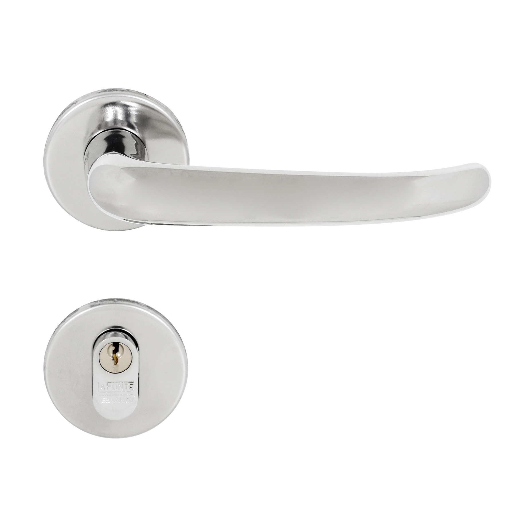 Fechadura para Porta de Entrada Cromado 55mm Comum com Roseta 561 La Fonte
