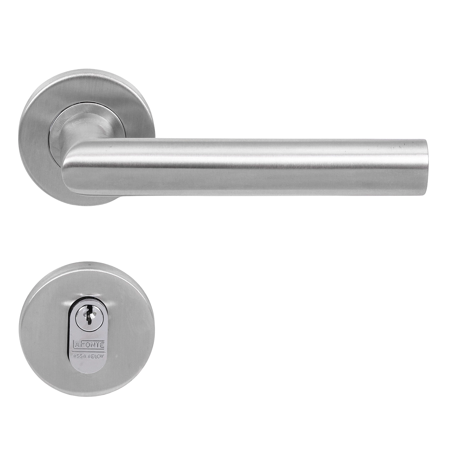 Fechadura La Fonte para Porta de Entrada Escovado 55mm Aço Inox 892