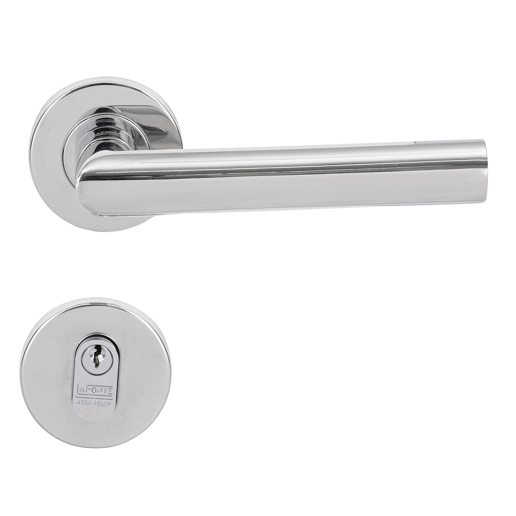 Fechadura La Fonte para Porta de Entrada Polido 55mm Aço Inox 892
