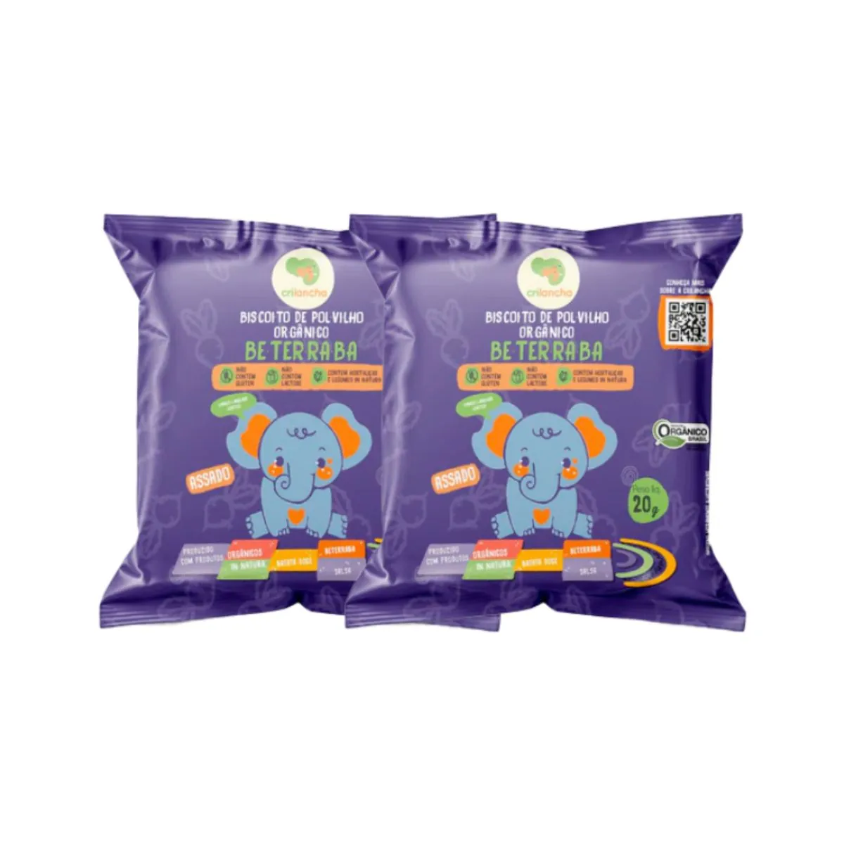 Kit 2X: Biscoito de Polvilho Beterraba Vegano Orgânico Crilancha 20g