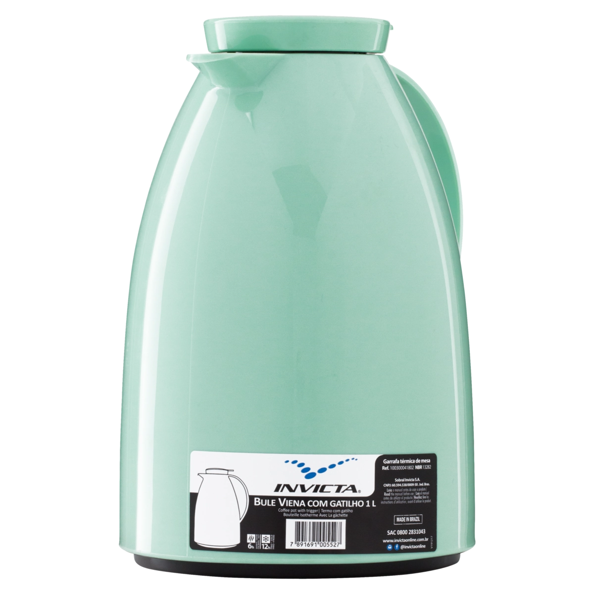 Garrafa Térmica De Mesa Verde Menta Bule Viena Com Gatilho 1l Invicta