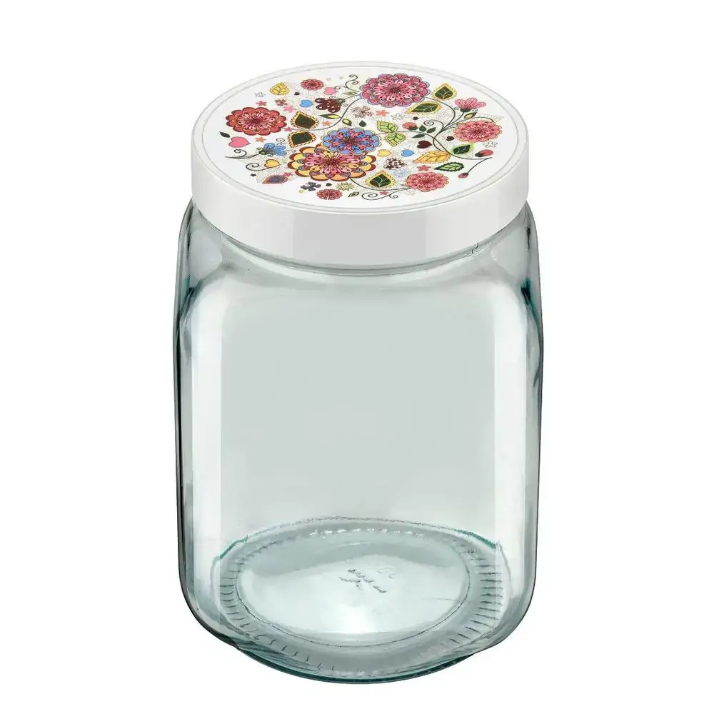 Pote Vidro Redondo Pratic C/ Tamapa Decorada 1,3l