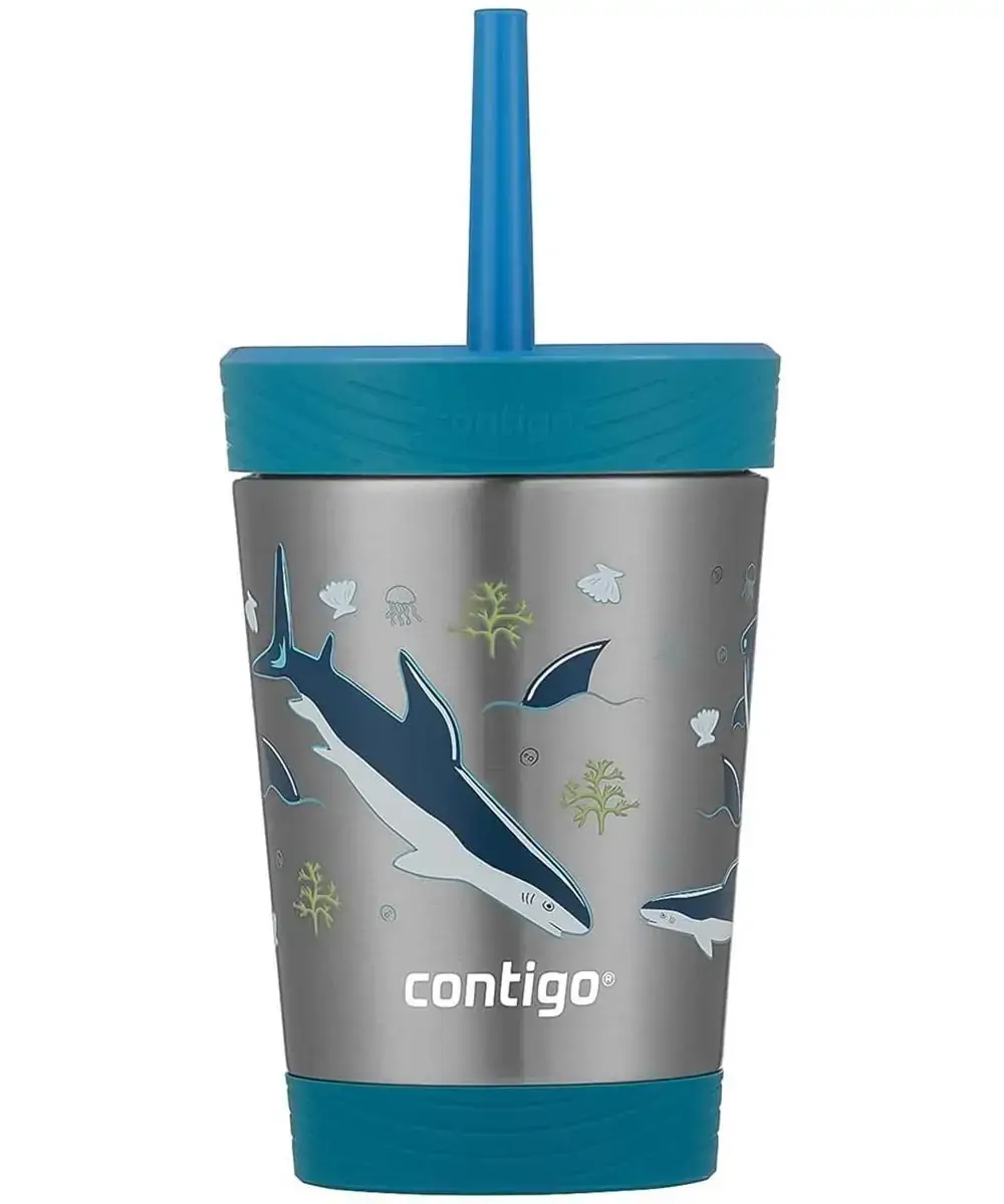Copo Térmico Infantil Com Canudo 354ml Tubarão - Contigo