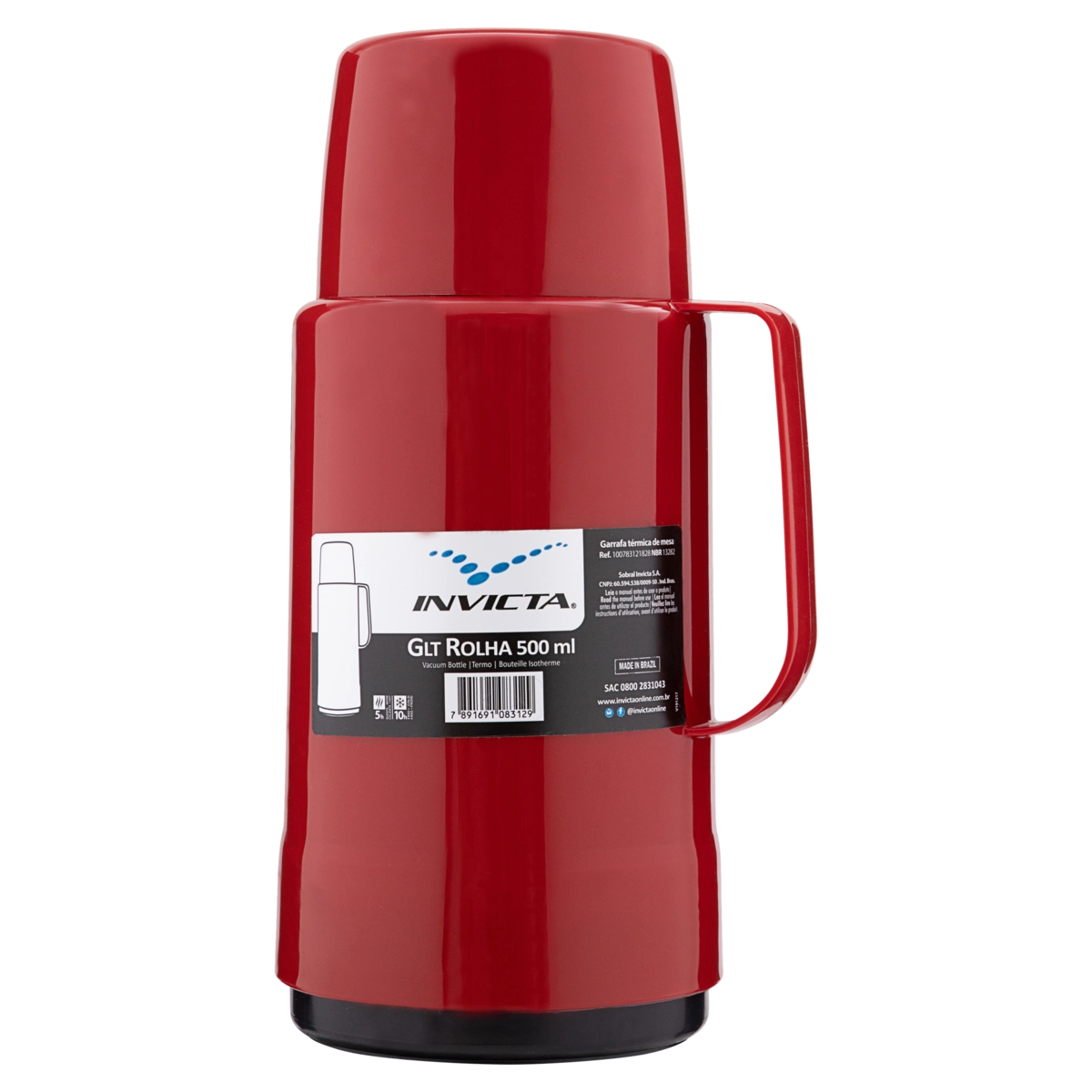 Garrafa Térmica De Mesa Vermelha Velvet Glt Rolha 500ml Invicta