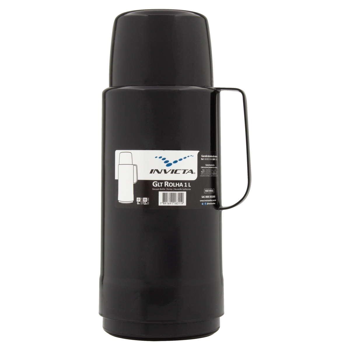 Garrafa Termica GLT 1L Preta Invicta 100783110105