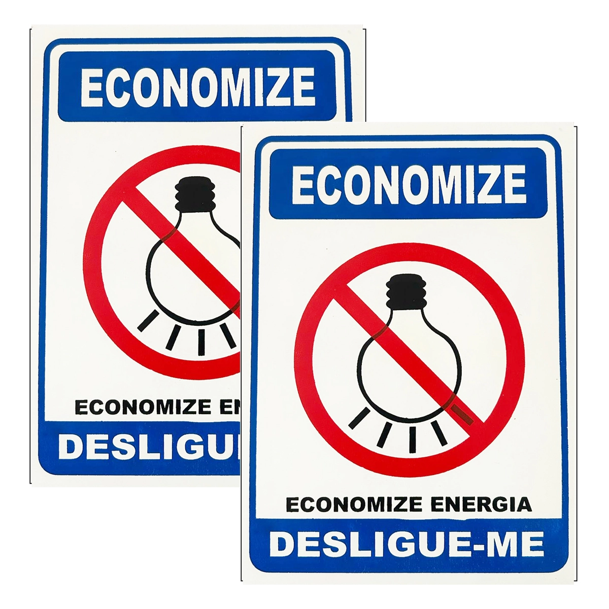 Kit 2 Placa Aviso Economize Energia Desligue 20cmx15cm Pvc