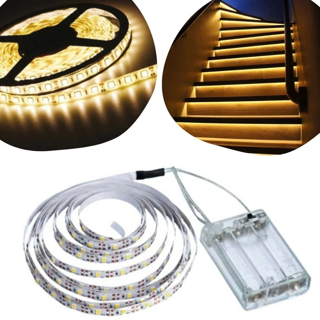 Fio Fita Led Luz Amarela 120 Lâmpadas Led 2m À Pilha