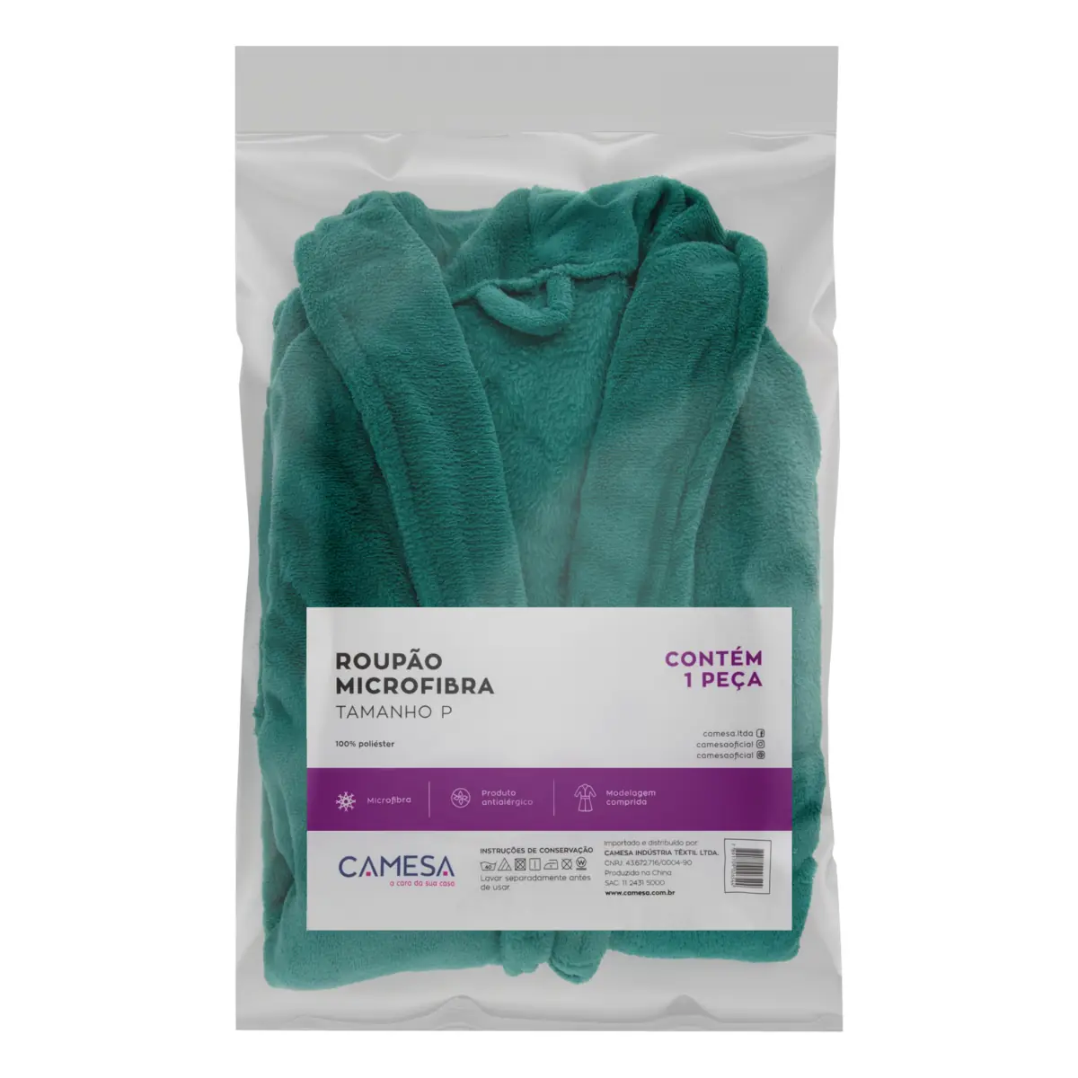 Roupão Antialérgico Verde Camesa Tamanho P