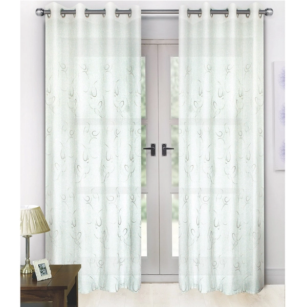 Cortina De Varão Camesa Toque De Linho Bordado 3,00 X 2,60 Metros