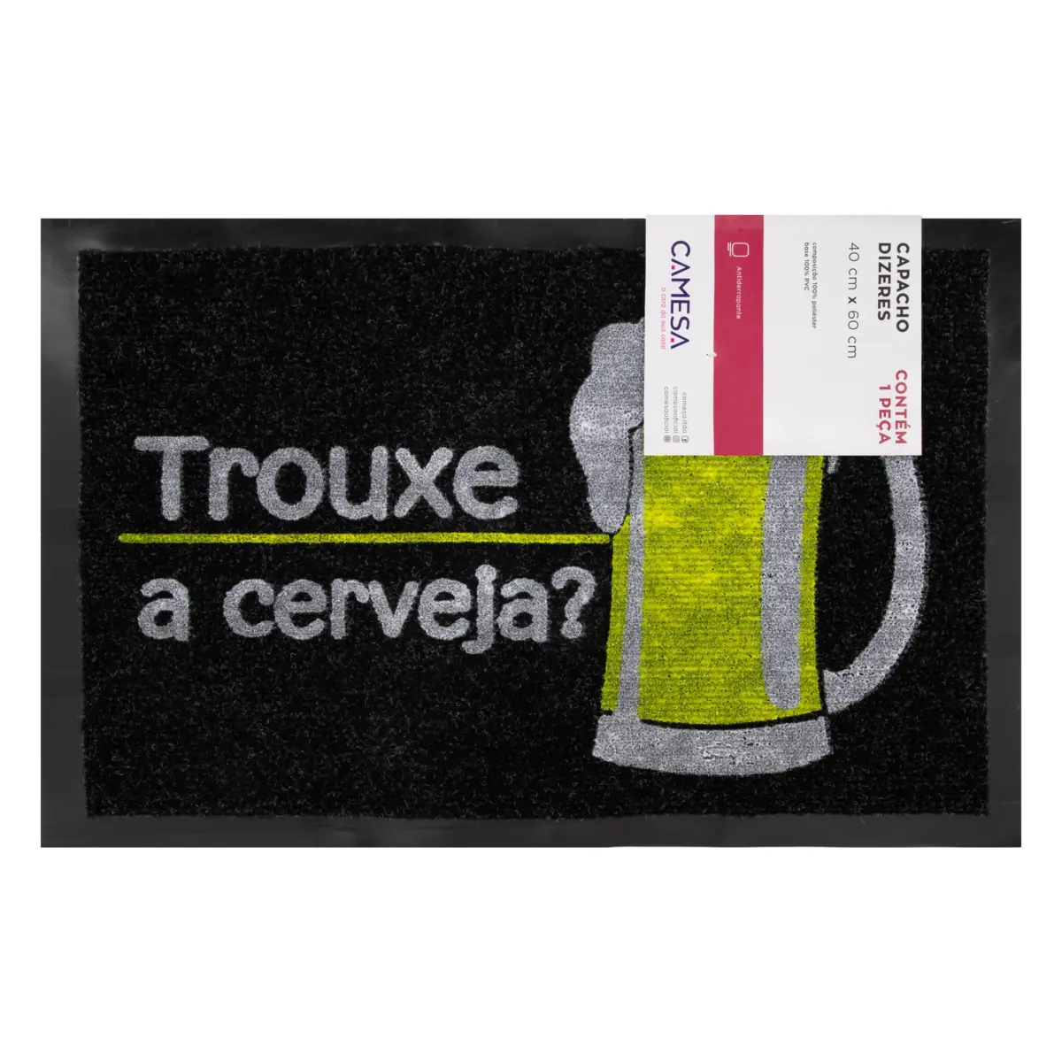 Tapete Capacho Antiderrapante Dizeres Camesa 40cm X 60cm