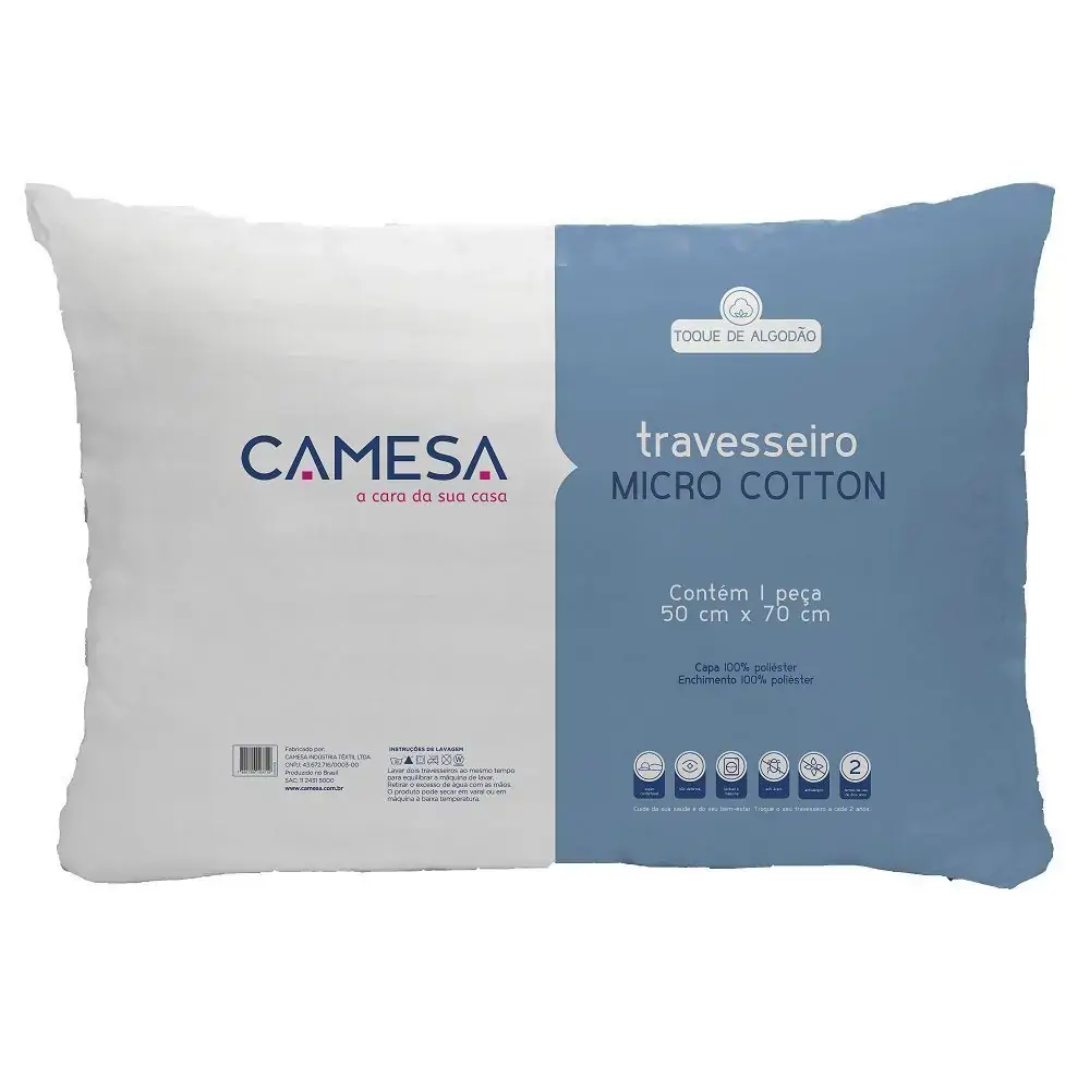 Travesseiro Micro Cotton 0,50x0,70 Sup Firme