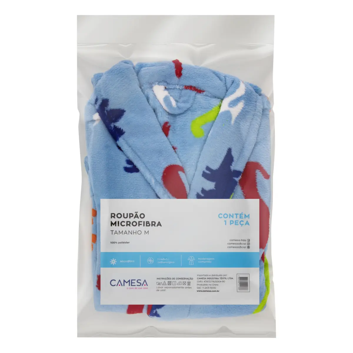 Roupão Infantil Microfibra Estampado Camesa - Monstros - M