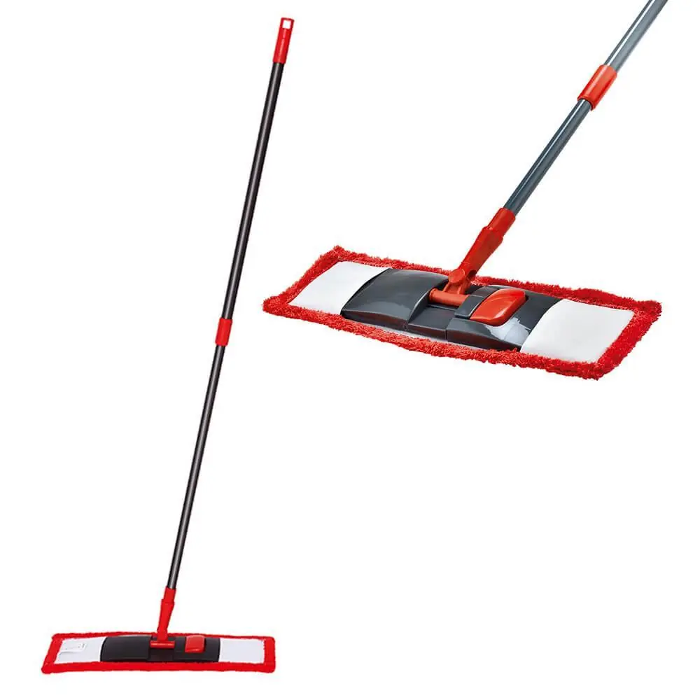 Mop Flat Microfibra Rodo Mágico Cabo Telescópico Vermelho E Cinza - Powermaid