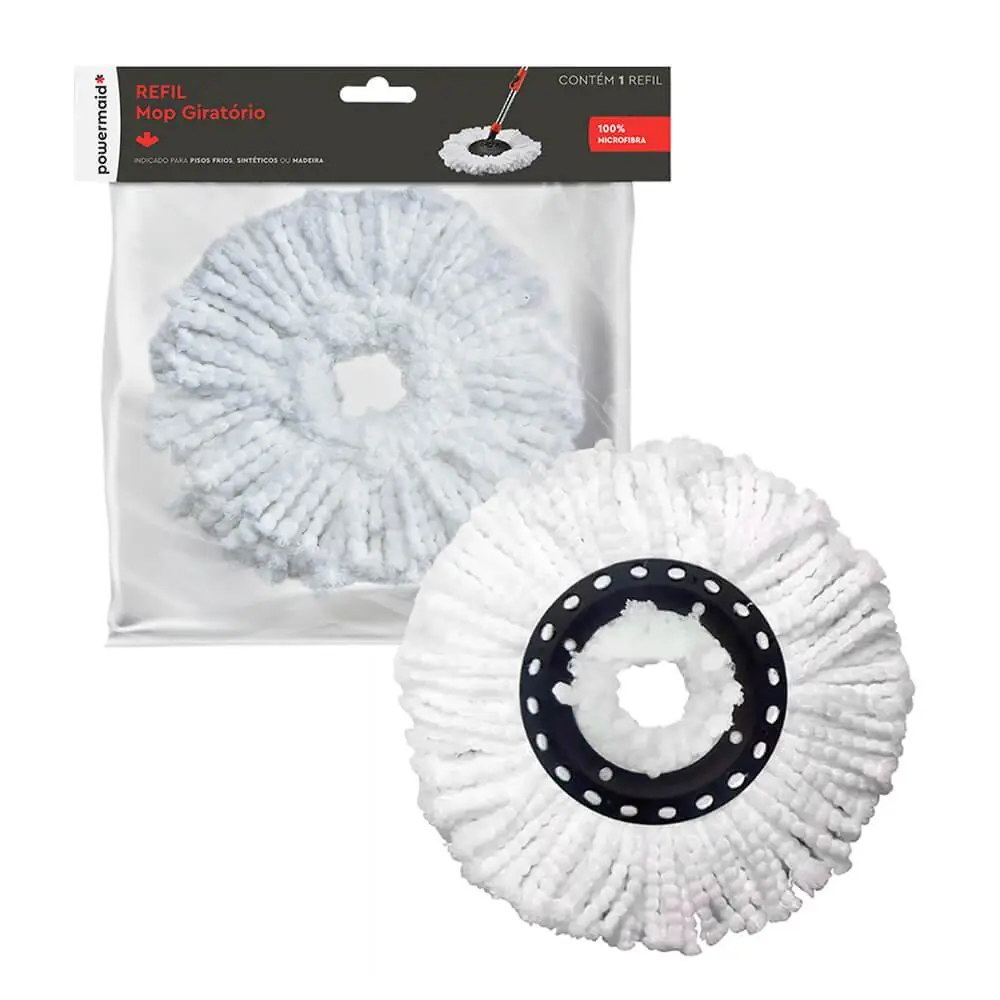 Refil Para Mop Giratório Esfregão Microfibra Branco - Powermaid
