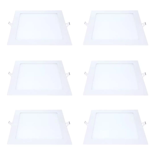Kit 6 Painel Led Embutir Quadrado 12w 3000k 17x17cm Avant
