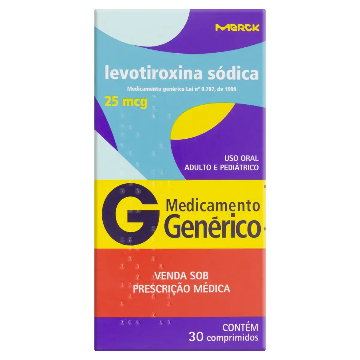 Levotiroxina Sódica 25mcg Merck Caixa 30 Comprimidos