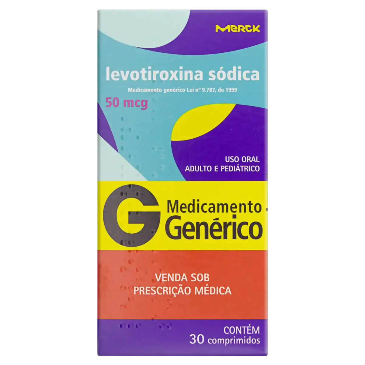 Levotiroxina Sódica 50mcg Merck Caixa 30 Comprimidos