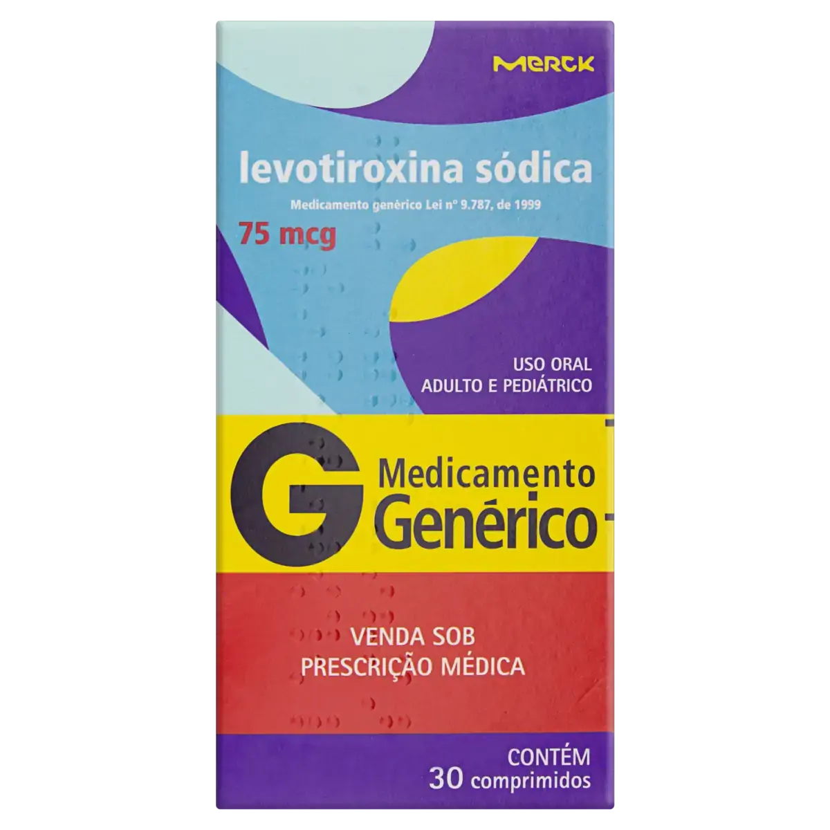 Levotiroxina Sódica 75mcg Merck Caixa 30 Comprimidos