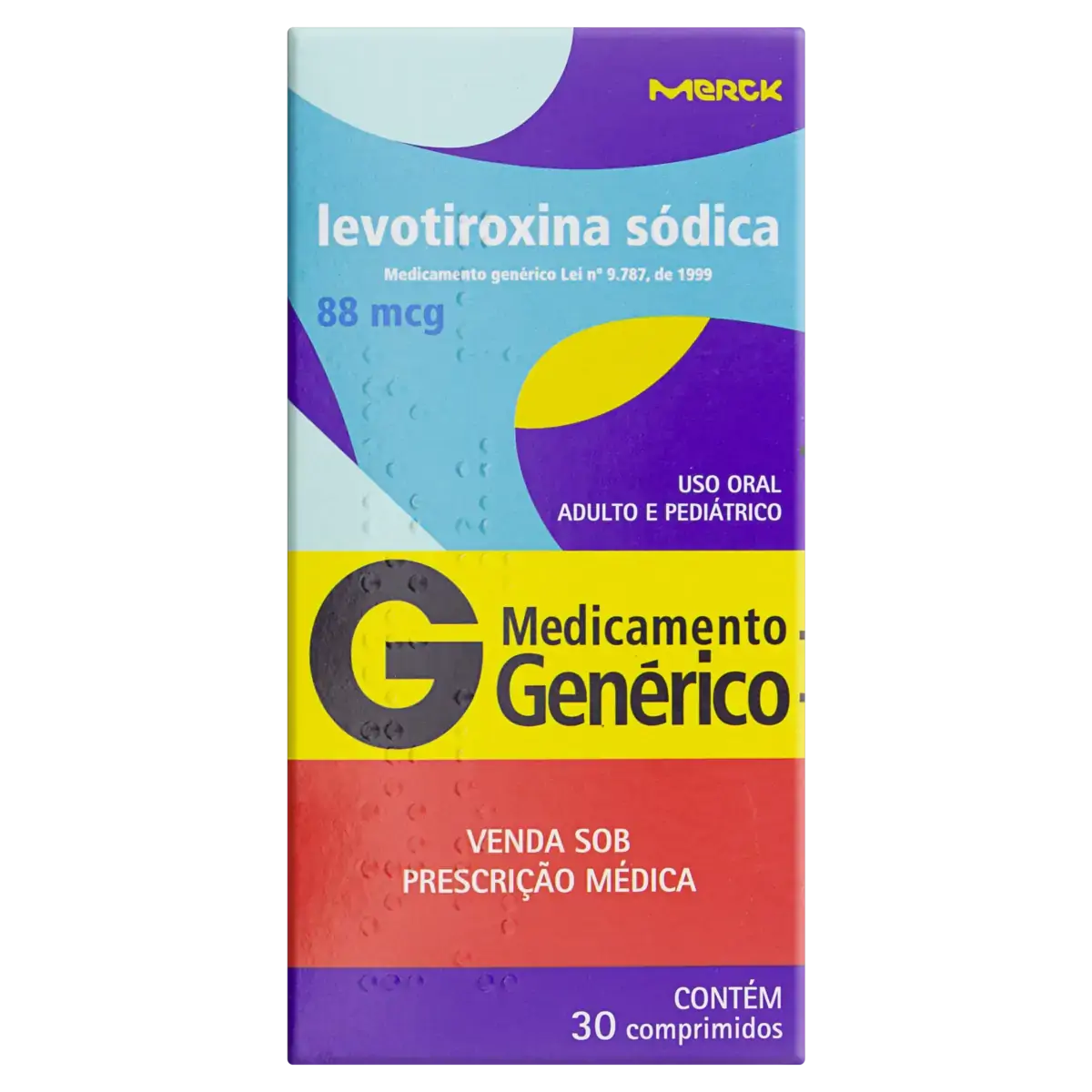 Levotiroxina Sódica 88mcg Merck Caixa 30 Comprimidos