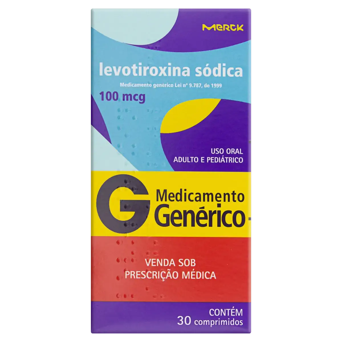 Levotiroxina Sódica 100mcg Merck Caixa 30 Comprimidos