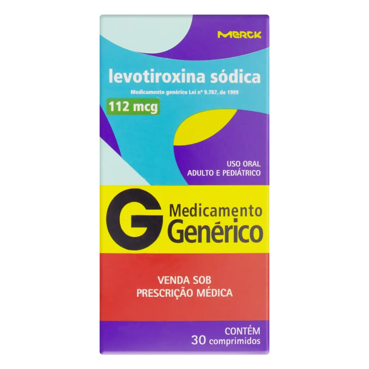 Levotiroxina Sódica 112mcg Merck Caixa 30 Comprimidos