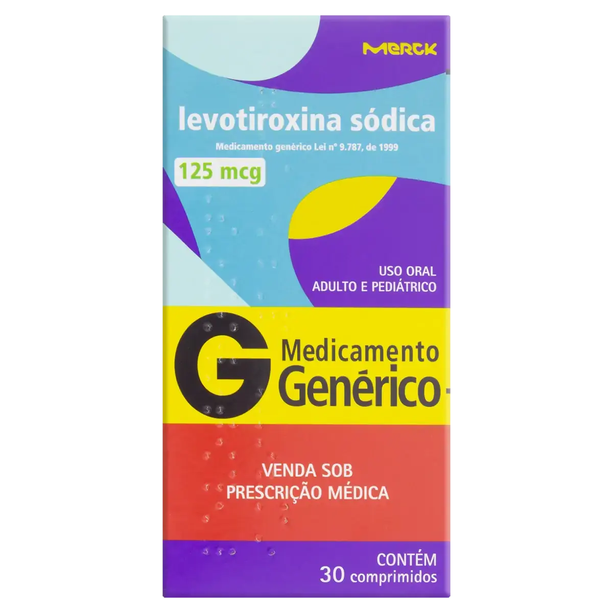 Levotiroxina Sódica 125mcg Merck Caixa 30 Comprimidos