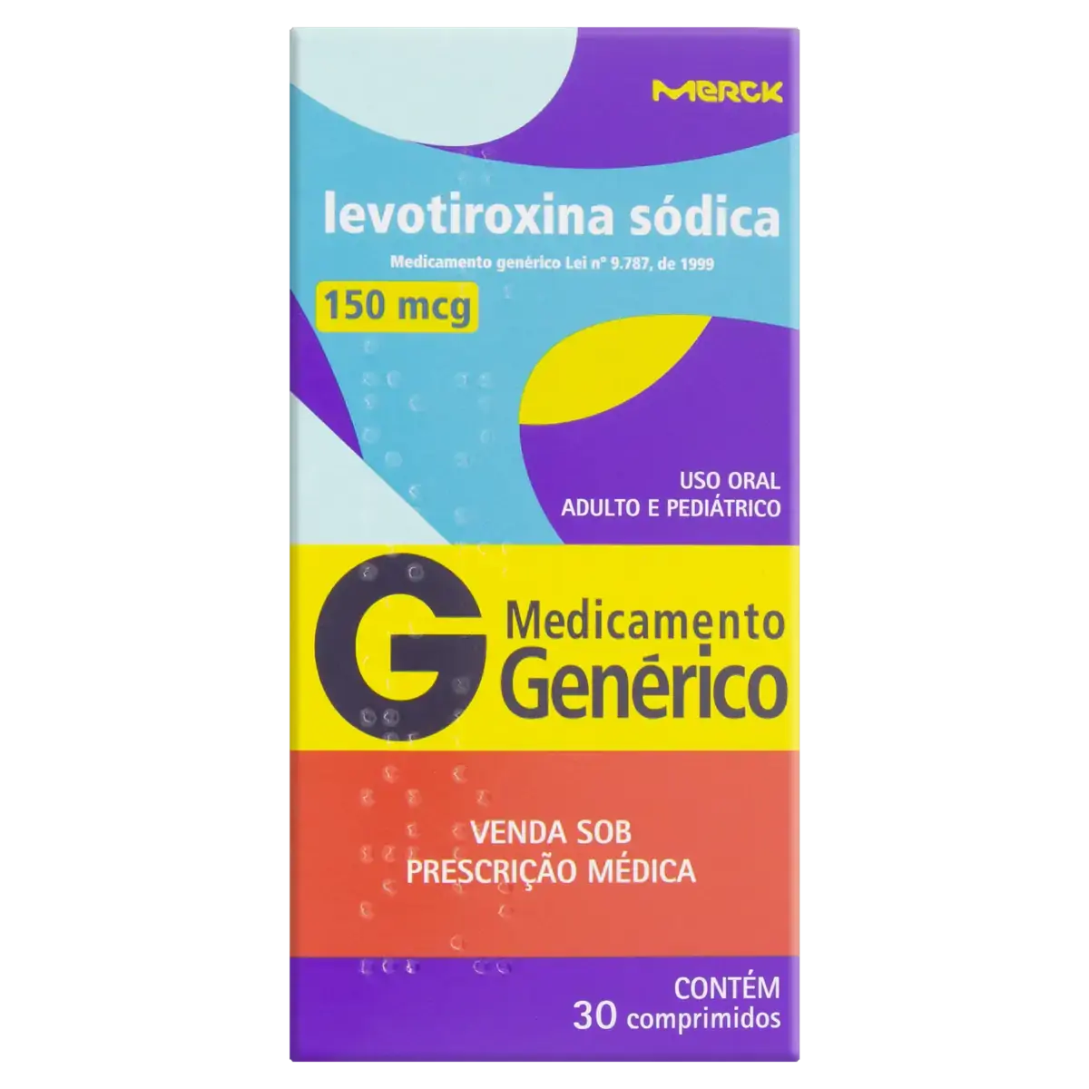 Levotiroxina Sódica 150mcg Merck Caixa 30 Comprimidos