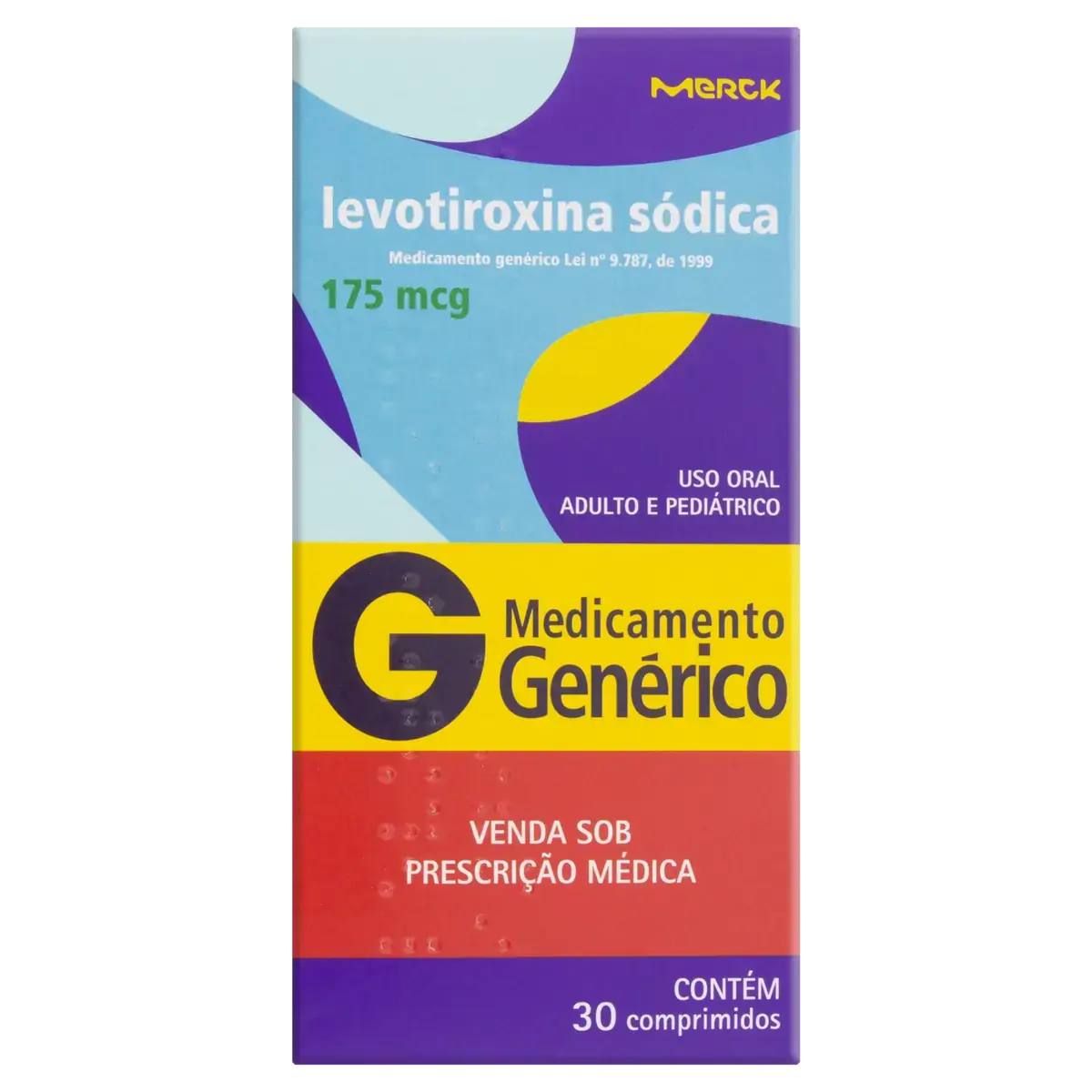 Levotiroxina Sódica 175mcg Merck Caixa 30 Comprimidos
