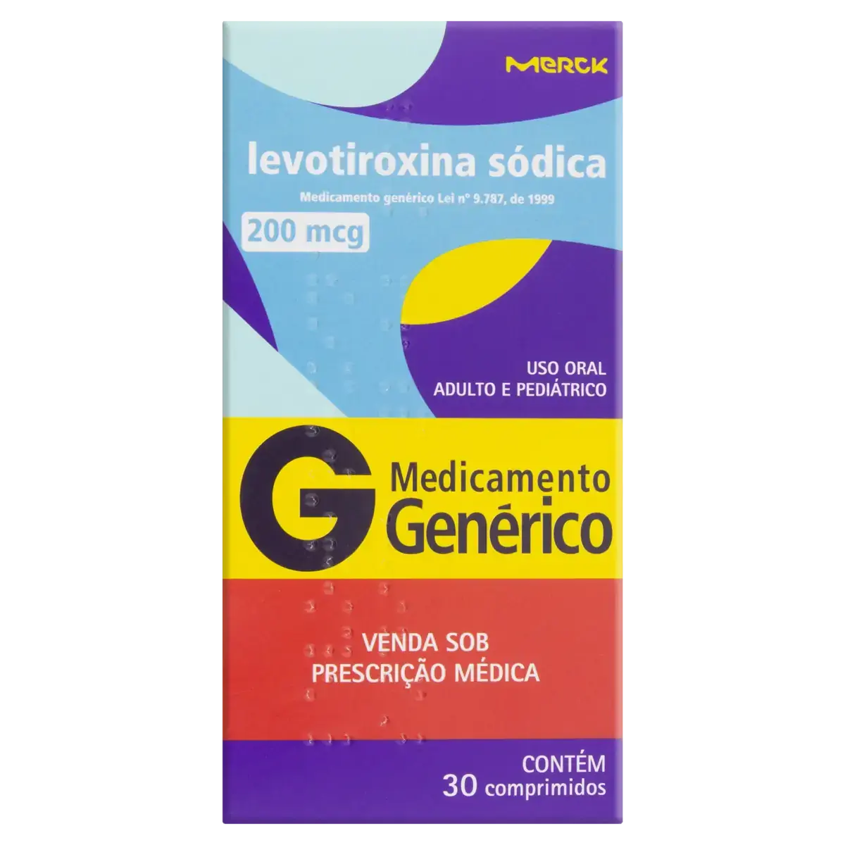 Levotiroxina Sódica 200mcg Merck Caixa 30 Comprimidos