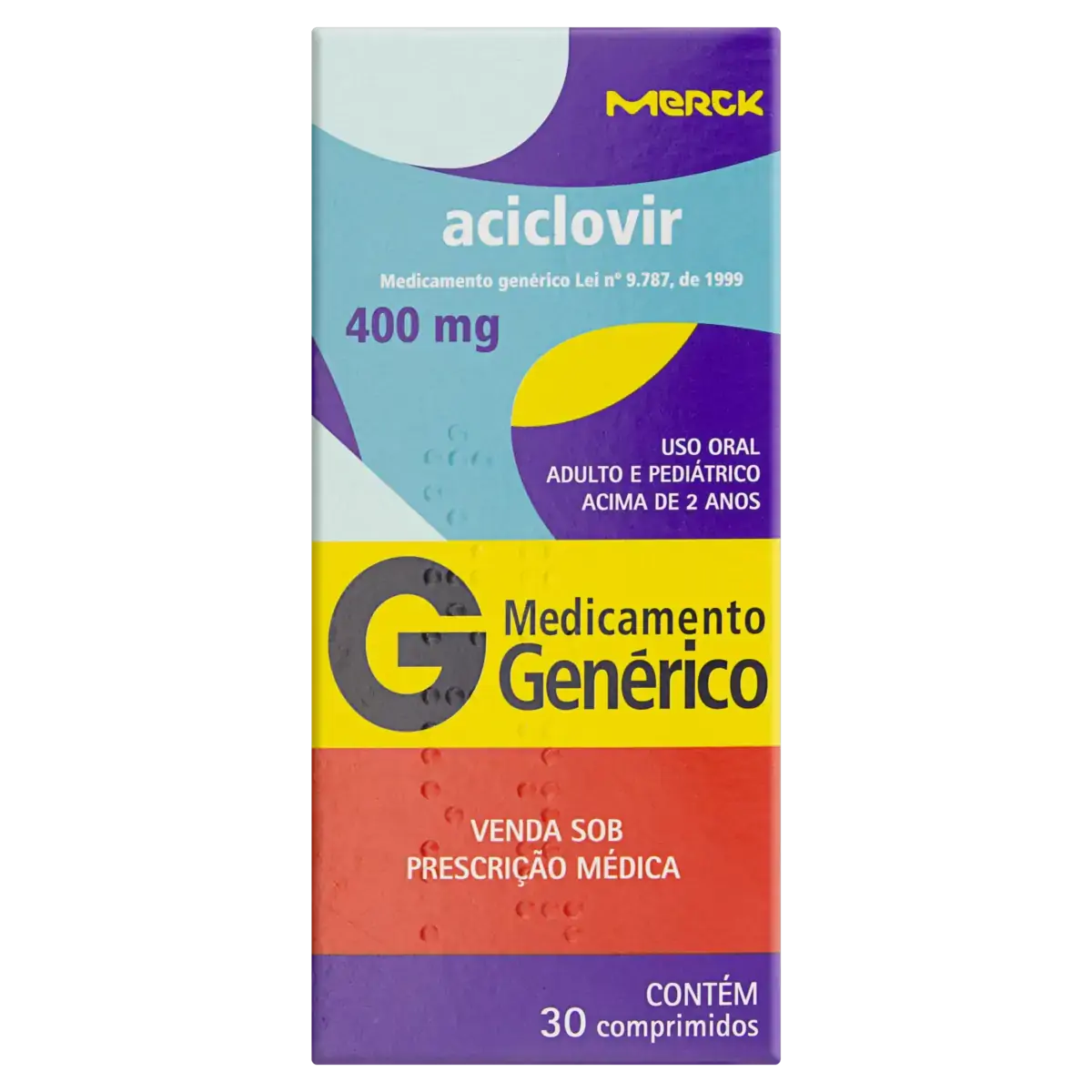 Aciclovir 400mg Merck Caixa 30 Comprimidos