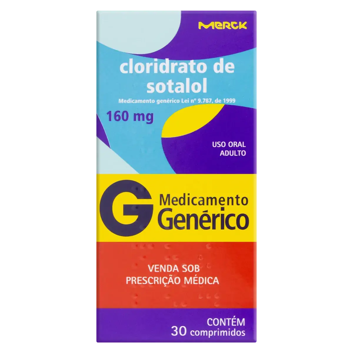 Cloridrato De Sotalol 160mg Merck Caixa 30 Comprimidos