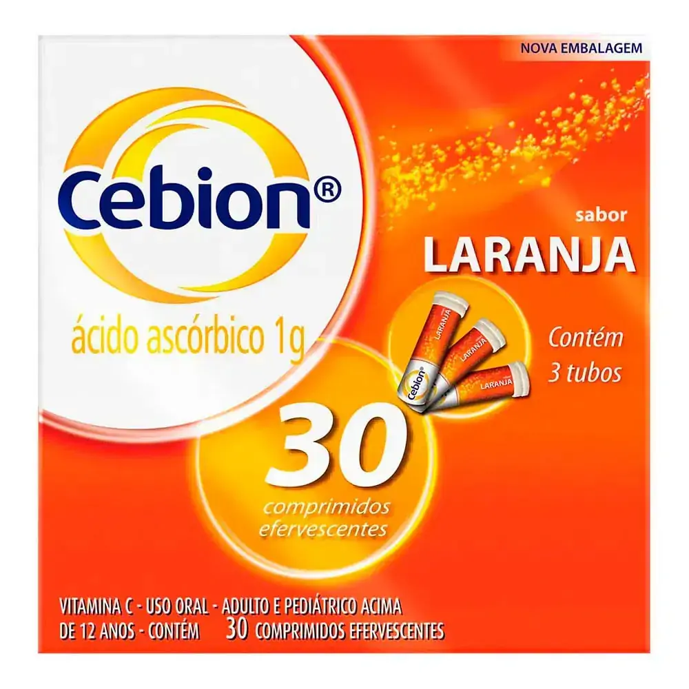Vitamina C Cebion Laranja 1g Merck 30 Comprimidos Efervescentes