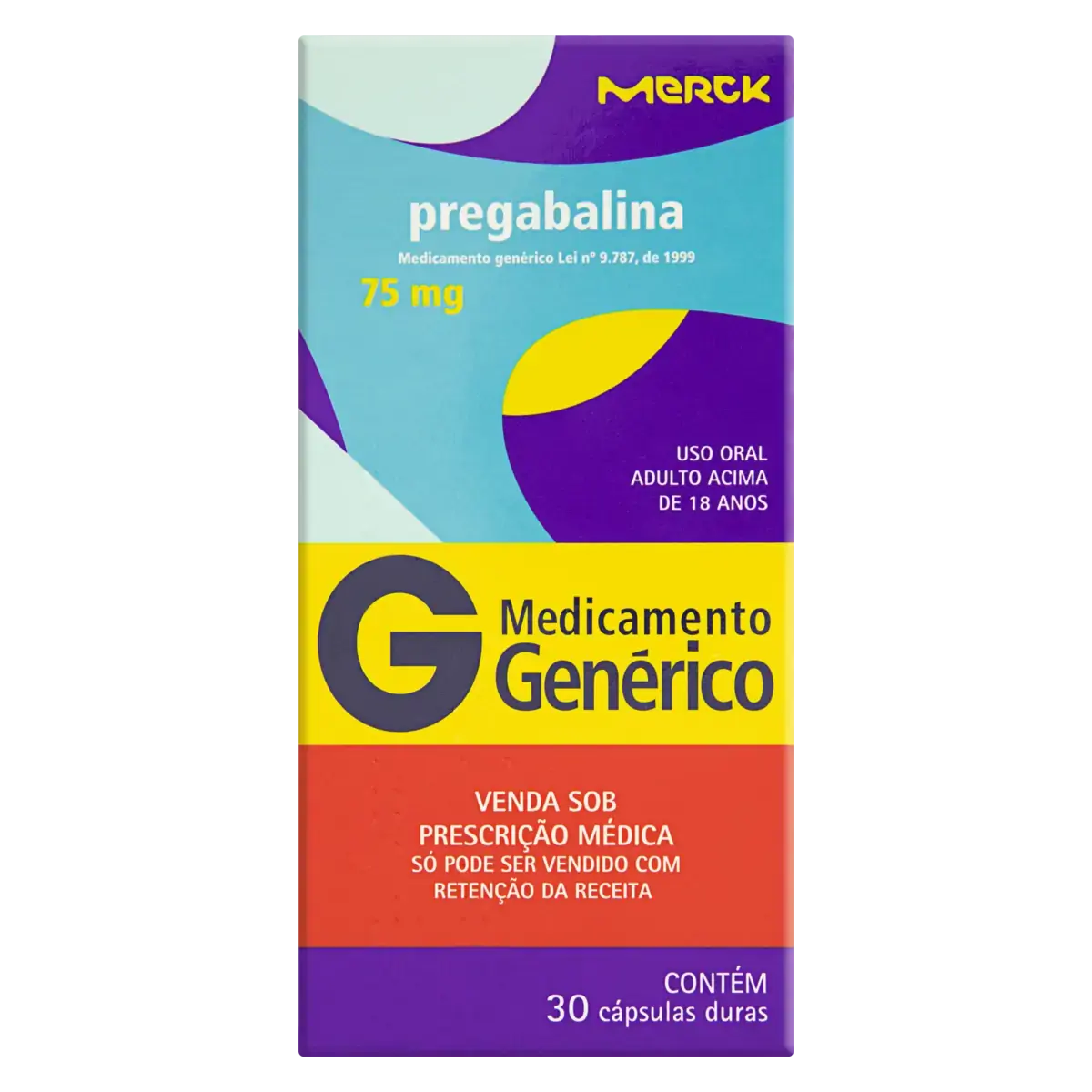 Pregabalina 75mg Merck Caixa 30 Cápsulas