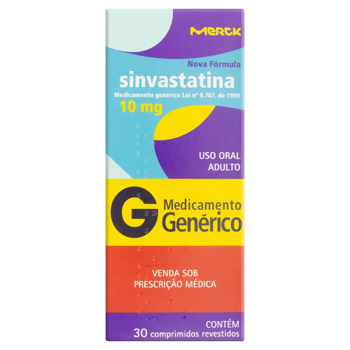 Sinvastatina 10mg Merck Caixa 30 Comprimidos Revestidos