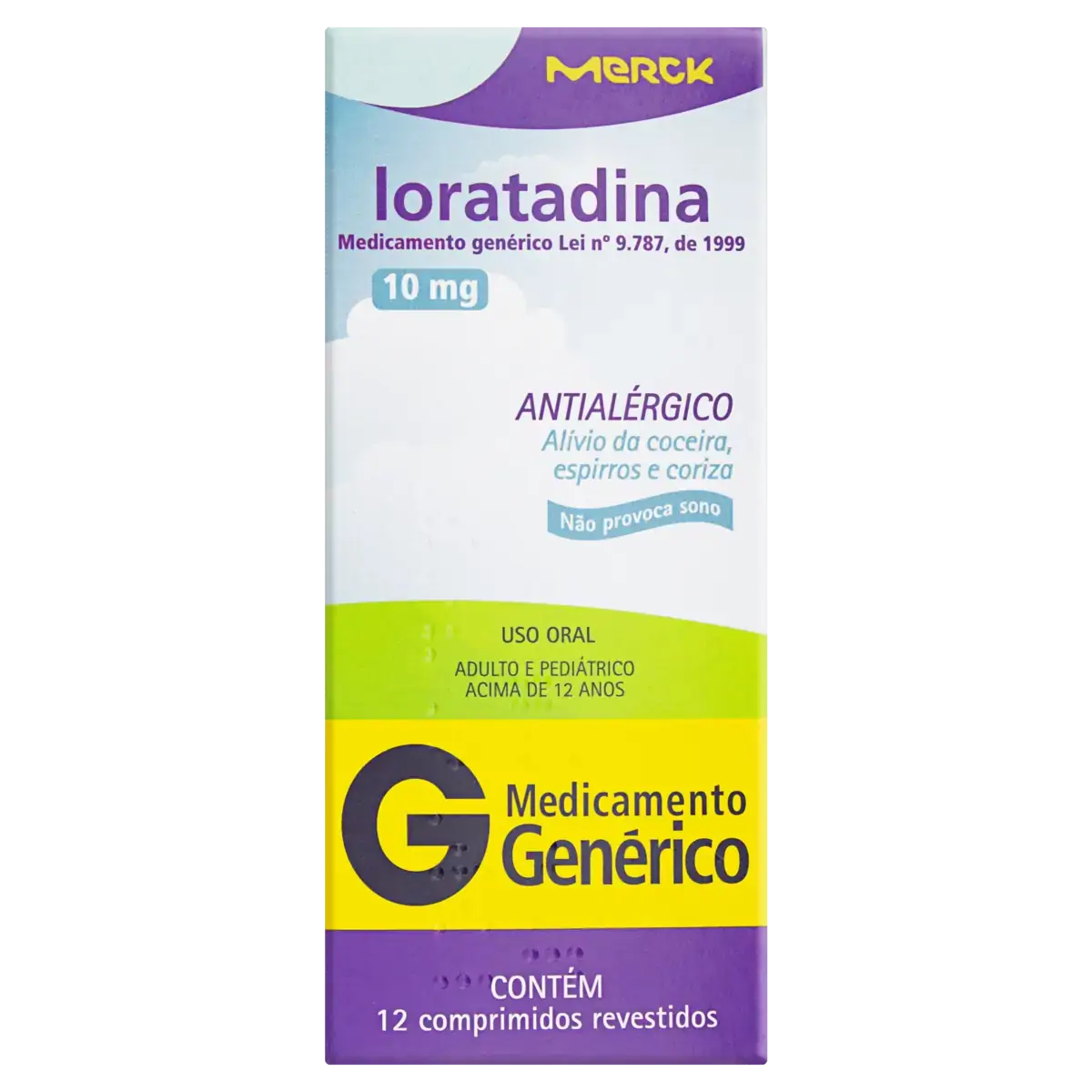 Loratadina 10mg Merck Caixa 12 Comprimidos Revestidos