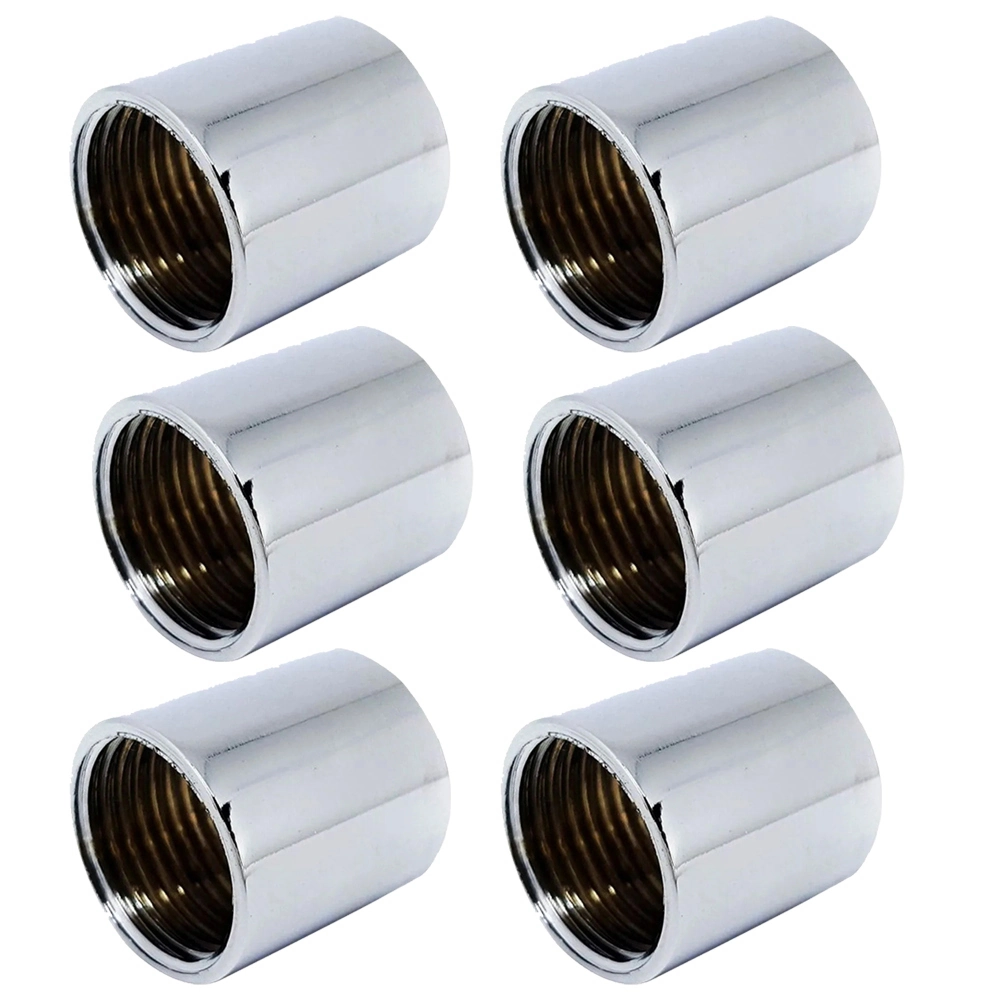 Kit 6 Conexão Luva Metal Cromada Rosca Fêmea 1/2   X 1/2