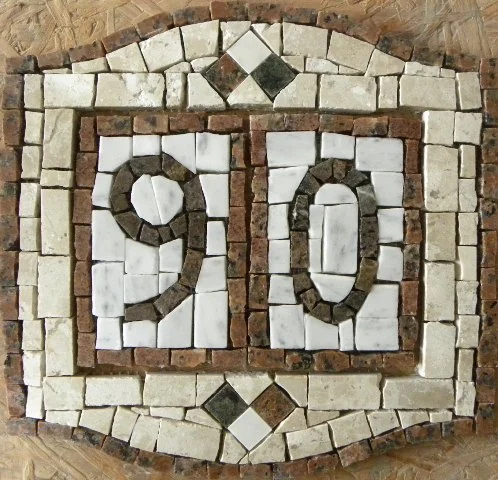 Números Residenciais Em Mosaico Moldura I - 30x30cm
