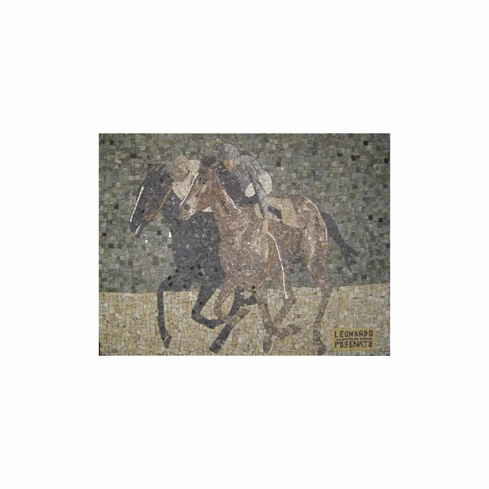 Painel Corrida De Cavalos Em Mosaico 150x200