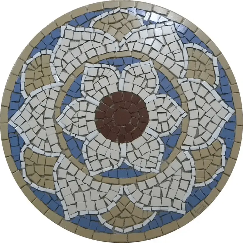 Mandala Indiana Piso Mosaico Lótus Iii Cerâmico - 100cm