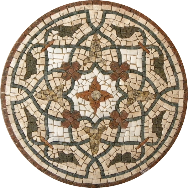 Piso Em Mosaico Romano Floral Renascentista - 100cm