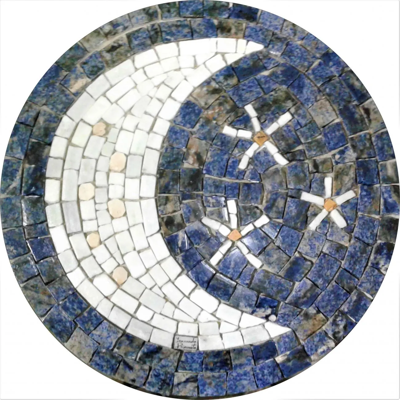 Rosone Mosaico Contemporâneo Lua Em Mosaico I - 60cm