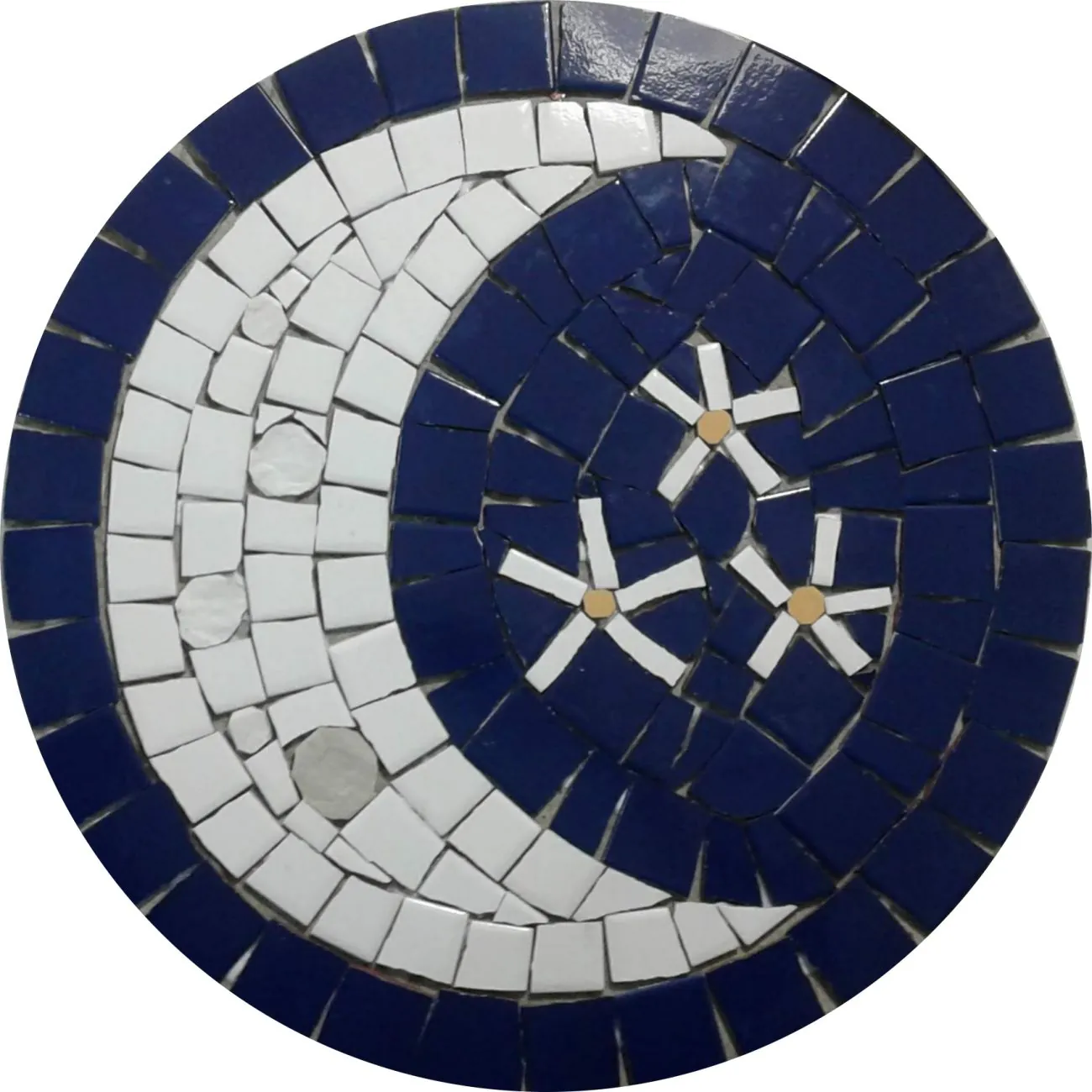 Rosone Mosaico Contemporâneo Lua Em Mosaico Ii Cerâmica - 90cm