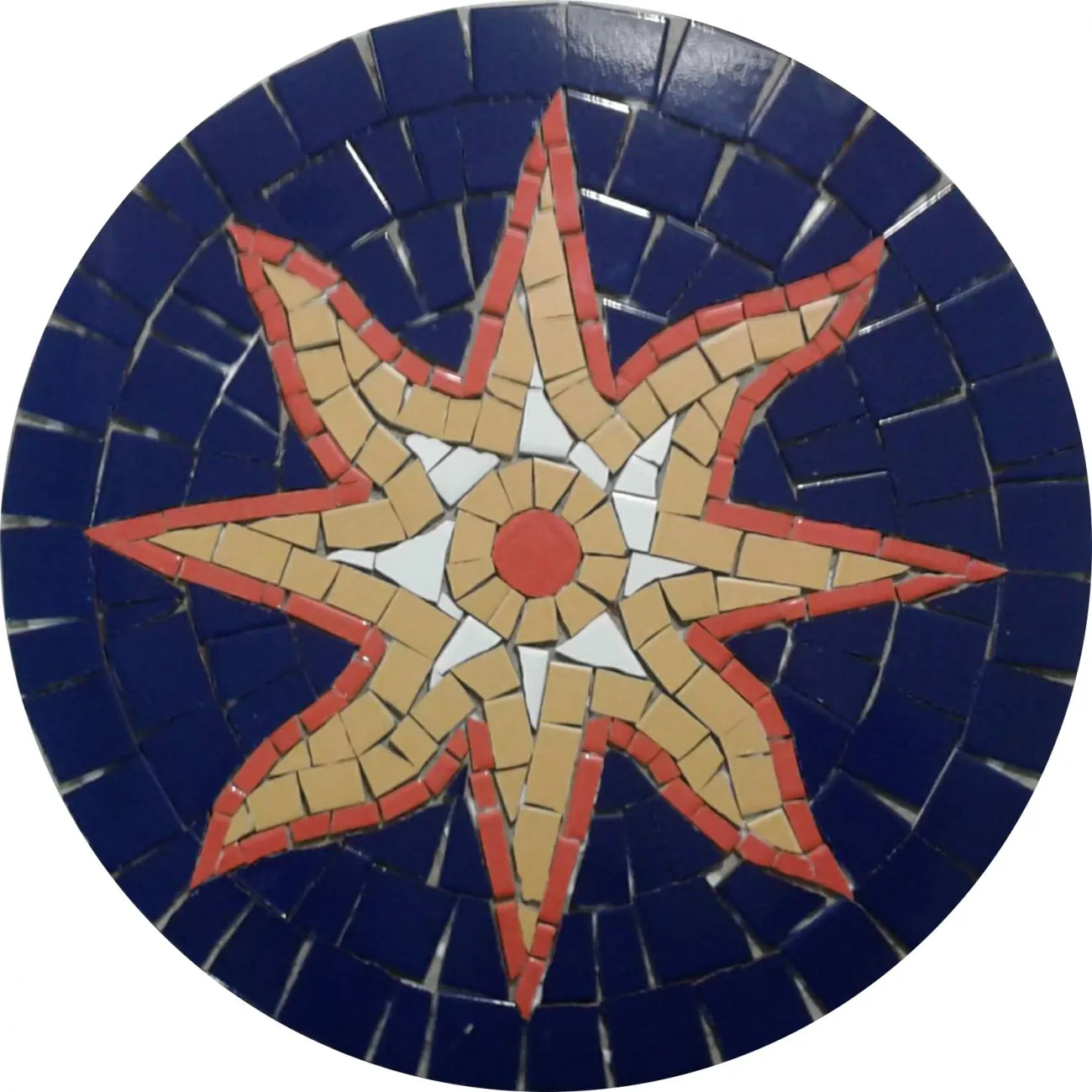 Rosone Mosaico Contemporâneo Sol Em Mosaico Ii Cerâmica - 120cm